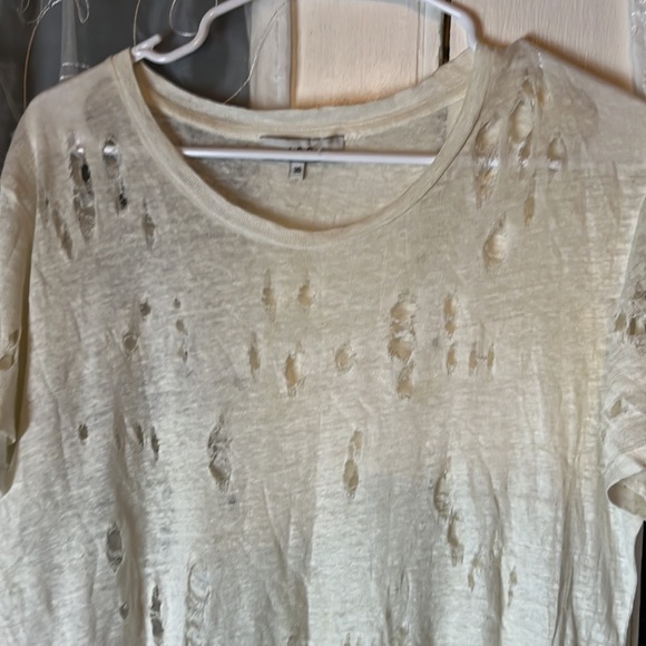 IRO Tops - IRO CLAY HOLEY TEE with distressed shredded holes Made of linen Women (36) Sm(4)